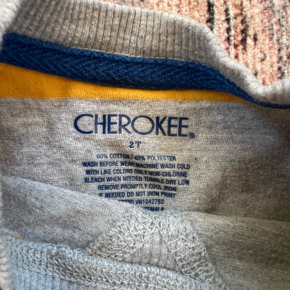 Cherokee Gray and Yellow Striped Kids Tee with Blue Accents - Picture 3 of 3